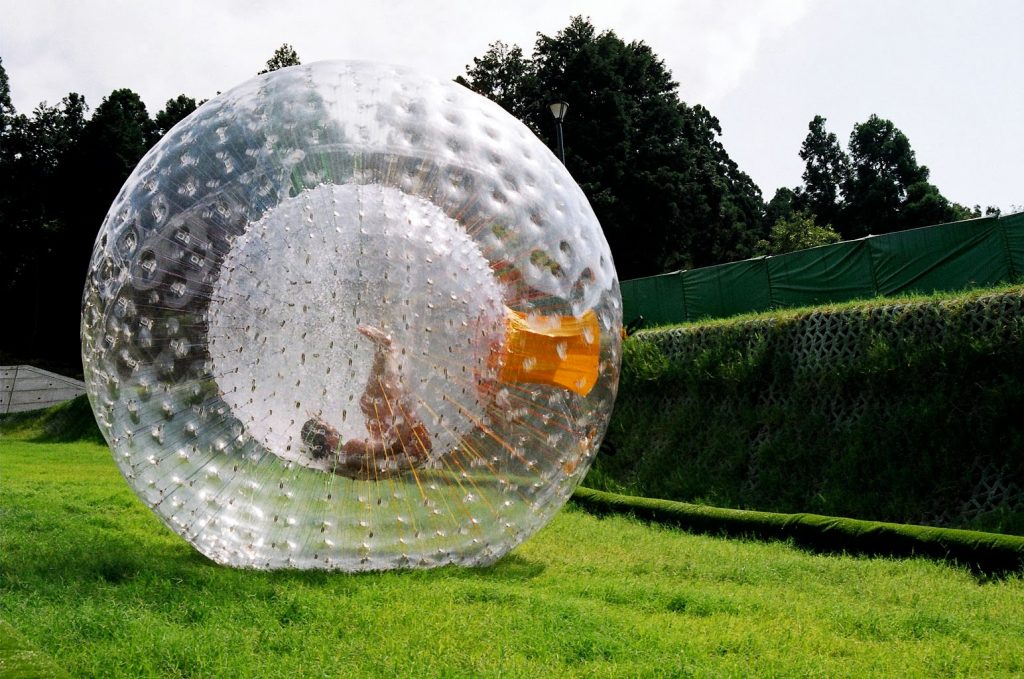 Zorbing in a park